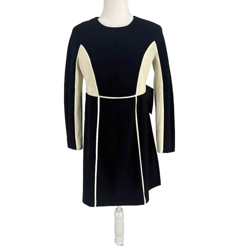 Tuckernuck Womens Navy and Cream Evie Dress Small Career Mod Interview Chic